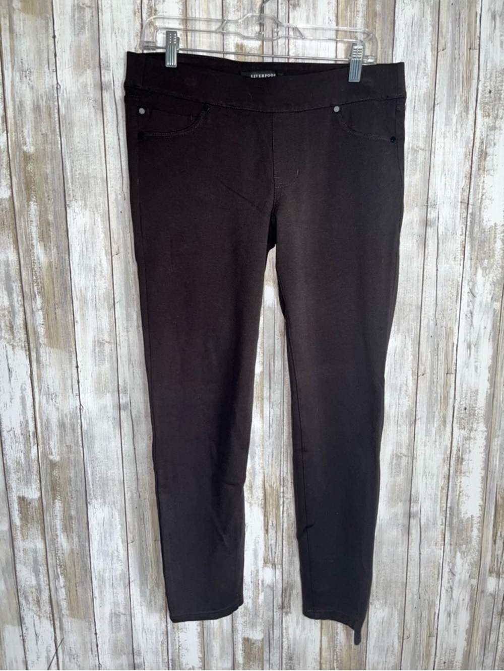Liverpool Sienna Pull-On Leggings Size 12 Black Ponte Knit Slim Work Pants